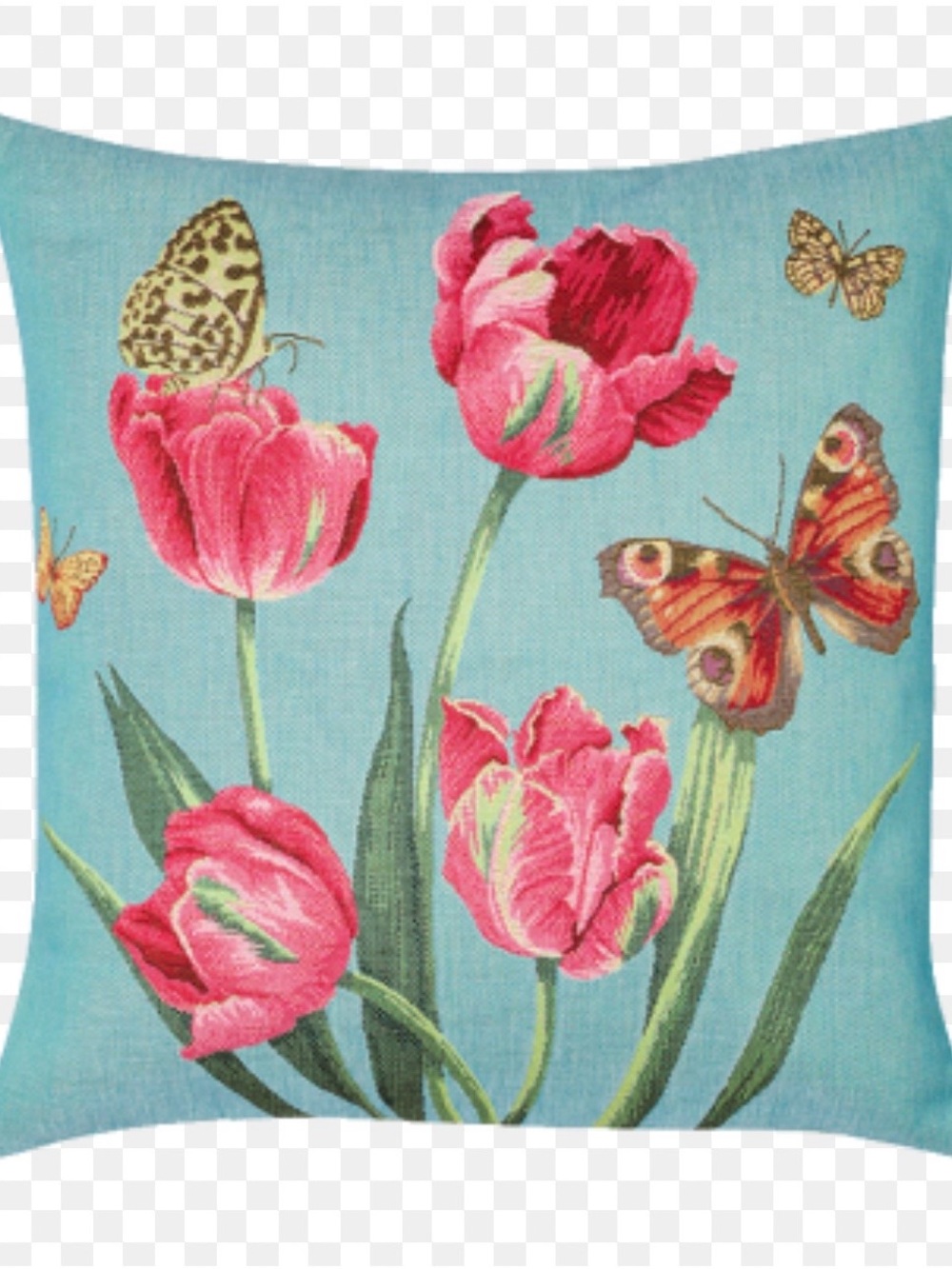 Danish Tulip & Butterfly Brocade Pillow Cover Rijks Musem 18”
